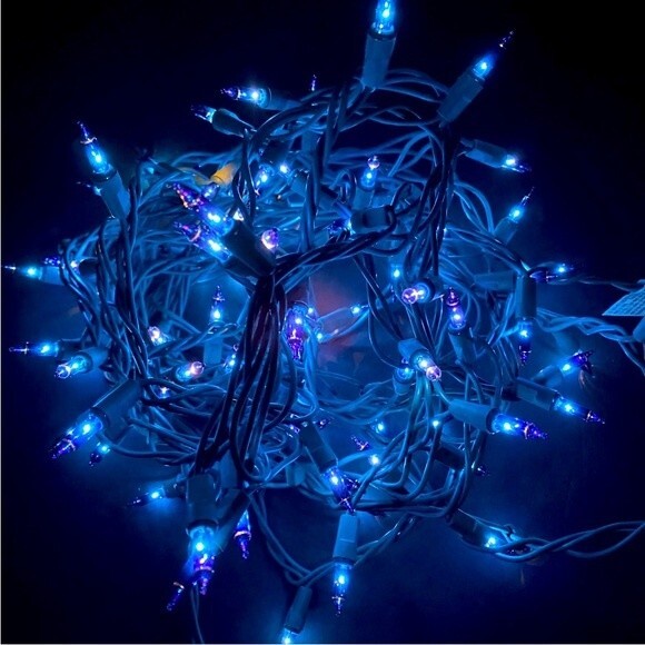 UL Listed 100 LED Green Wire Christmas String Blue Lights tree lights - Picture 2 of 11